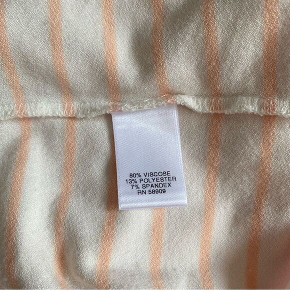 CREMIEUX Women’s PEACH & Cream Striped Bell Sleeve Top Size M - Picture 5 of 6